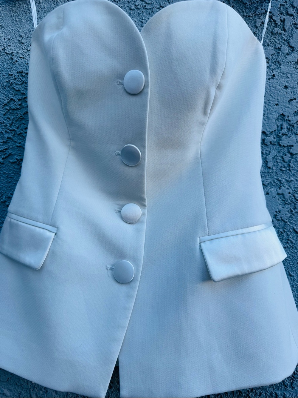 Zara Strapless White Corset Blazer Top Structured Tailored Vest Size XS - Picture 13 of 14